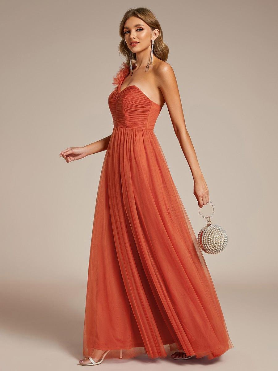 ever CLOE|Elegant One Shoulder Maxi Tulle High Slit Bridesmaid Dress