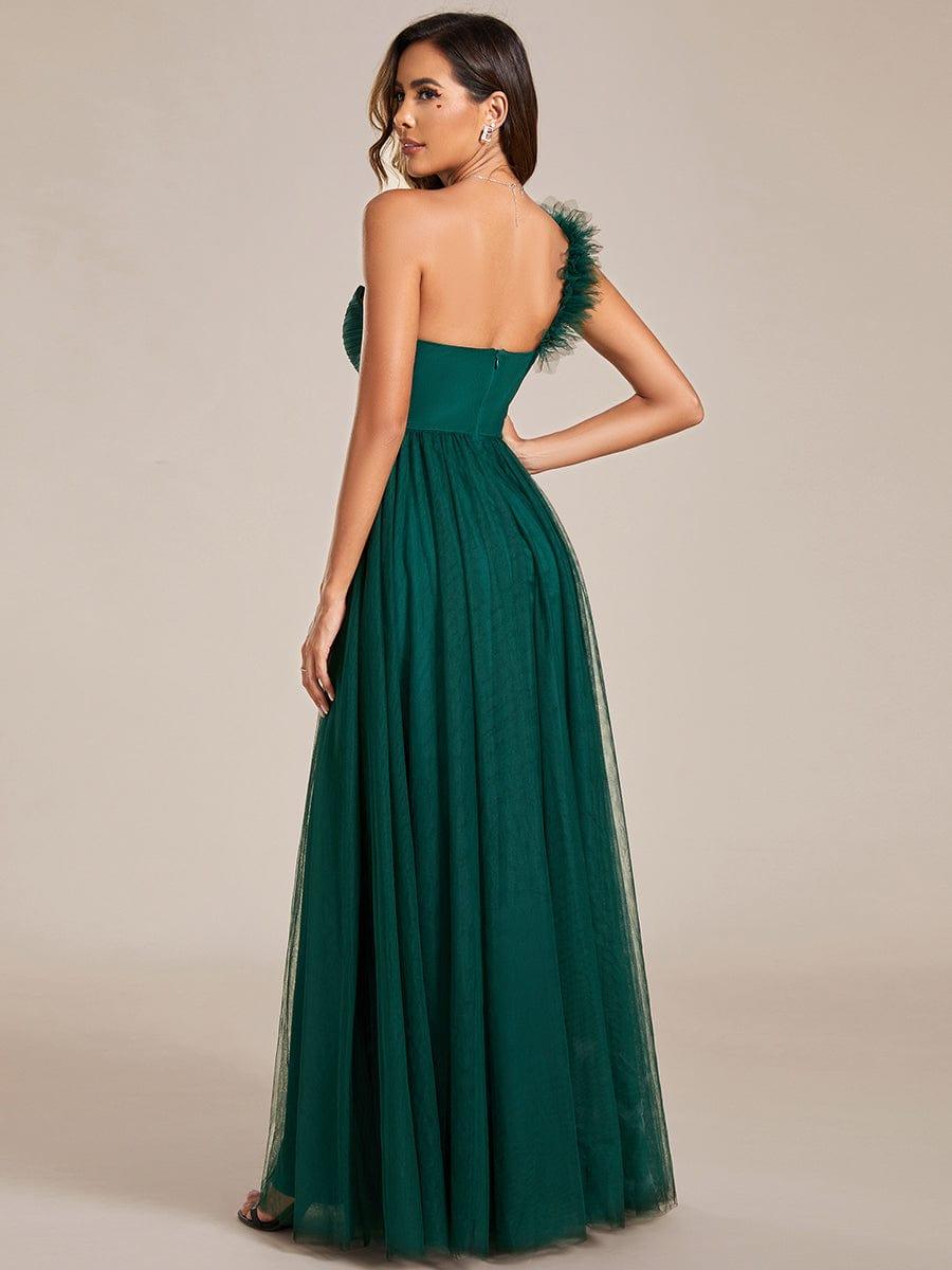 ever CLOE|Elegant One Shoulder Maxi Tulle High Slit Bridesmaid Dress