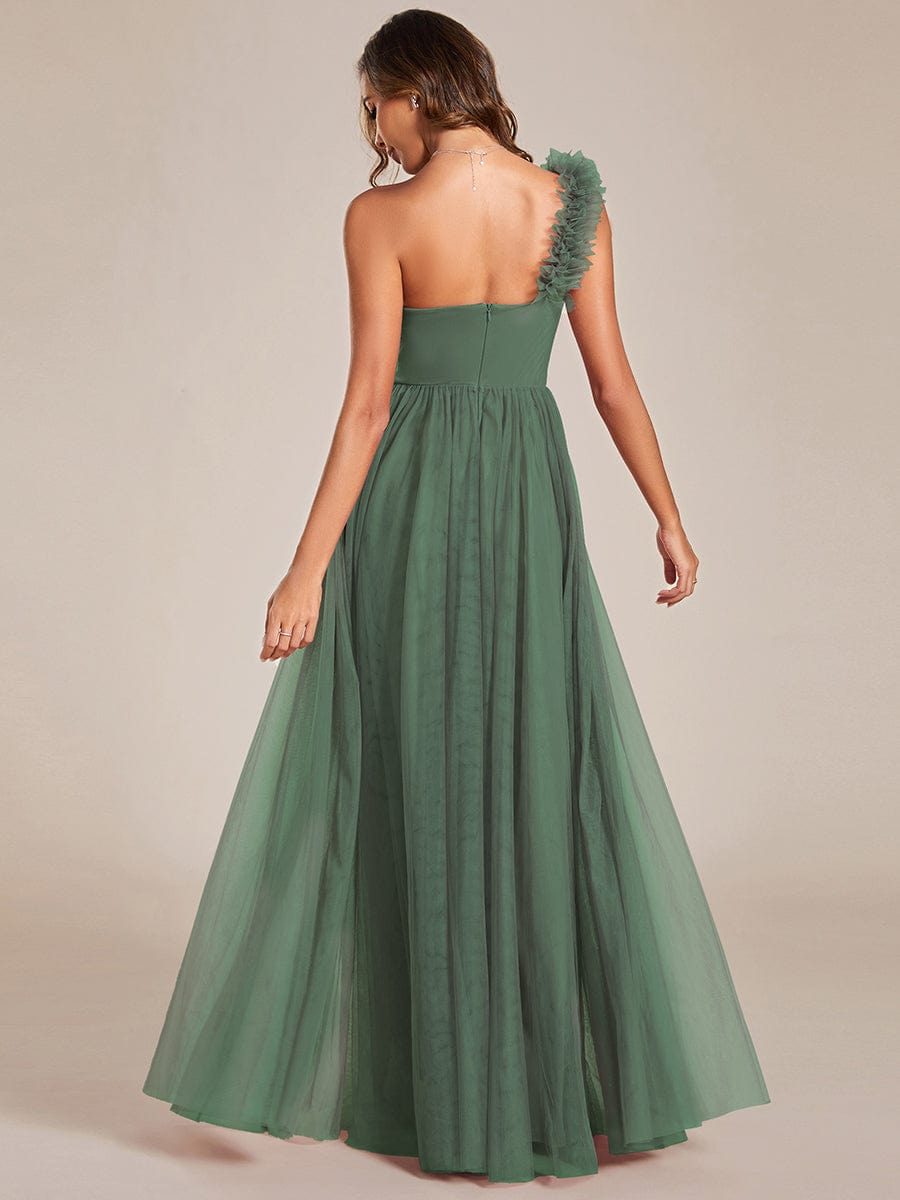 ever CLOE|Elegant One Shoulder Maxi Tulle High Slit Bridesmaid Dress