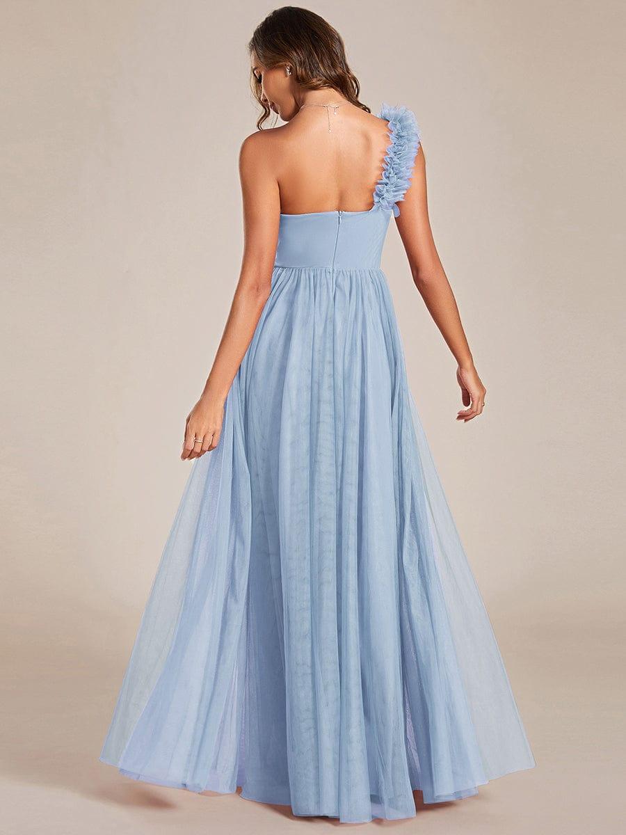 ever CLOE|Elegant One Shoulder Maxi Tulle High Slit Bridesmaid Dress