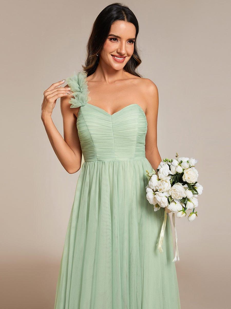 ever CLOE|Elegant One Shoulder Maxi Tulle High Slit Bridesmaid Dress