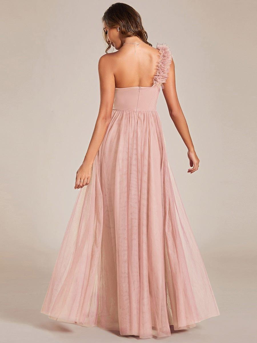 ever CLOE|Elegant One Shoulder Maxi Tulle High Slit Bridesmaid Dress