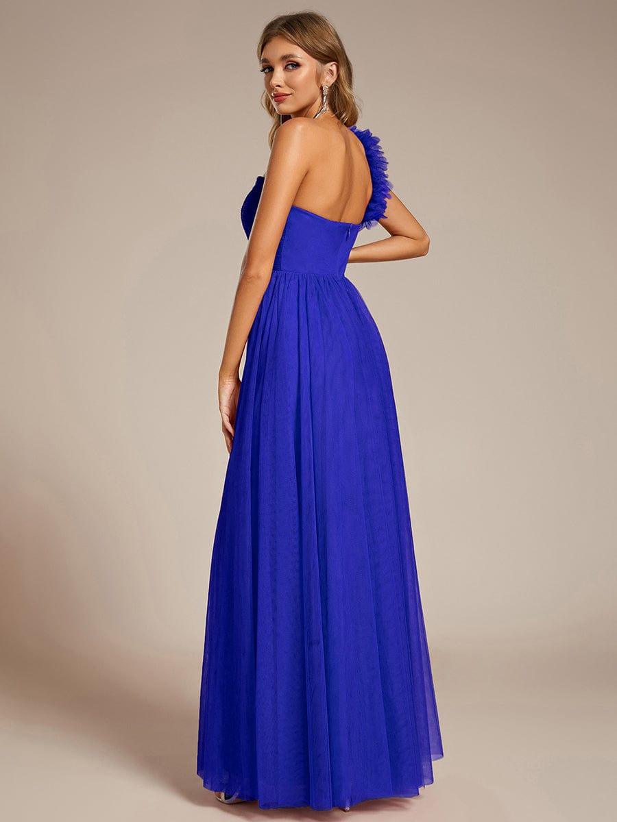 ever CLOE|Elegant One Shoulder Maxi Tulle High Slit Bridesmaid Dress