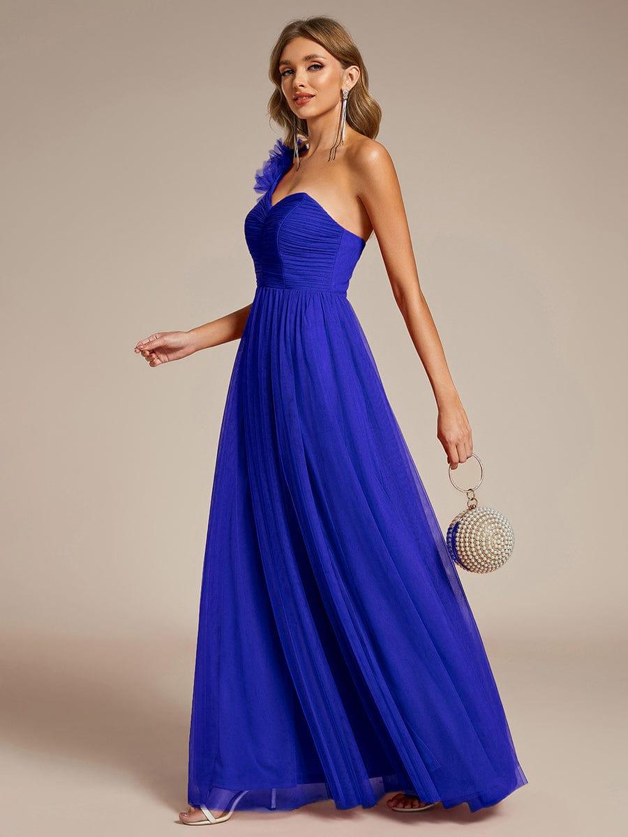 ever CLOE|Elegant One Shoulder Maxi Tulle High Slit Bridesmaid Dress