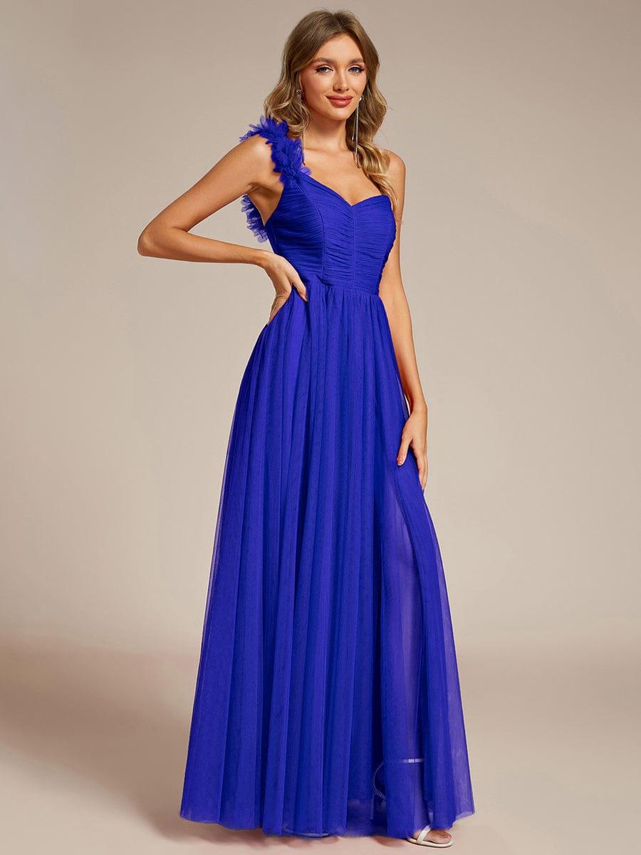 ever CLOE|Elegant One Shoulder Maxi Tulle High Slit Bridesmaid Dress