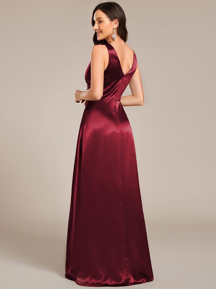 ever INDY|Sleeveless Empire Waist Satin Maxi Bridesmaid Dress With Pockets