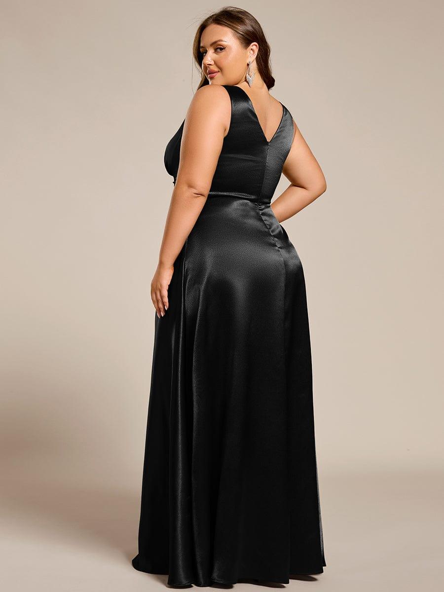 ever INDY|Sleeveless Empire Waist Satin Maxi Bridesmaid Dress With Pockets