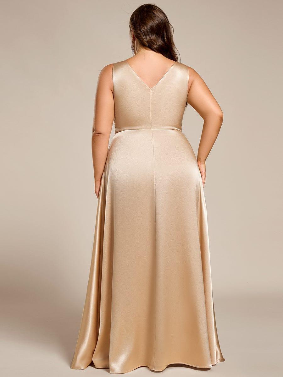 ever INDY|Sleeveless Empire Waist Satin Maxi Bridesmaid Dress With Pockets
