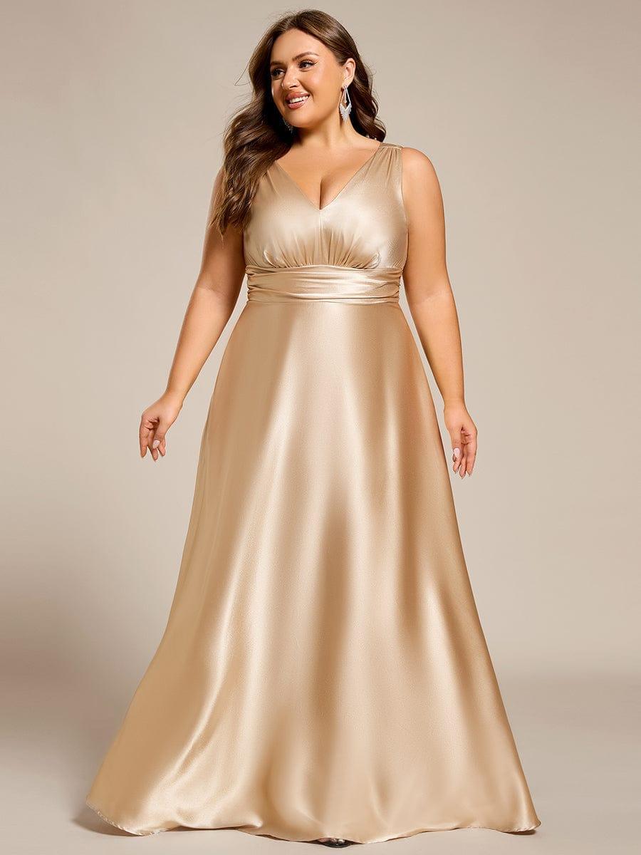 ever INDY|Sleeveless Empire Waist Satin Maxi Bridesmaid Dress With Pockets