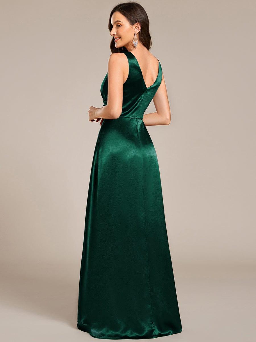 ever INDY|Sleeveless Empire Waist Satin Maxi Bridesmaid Dress With Pockets