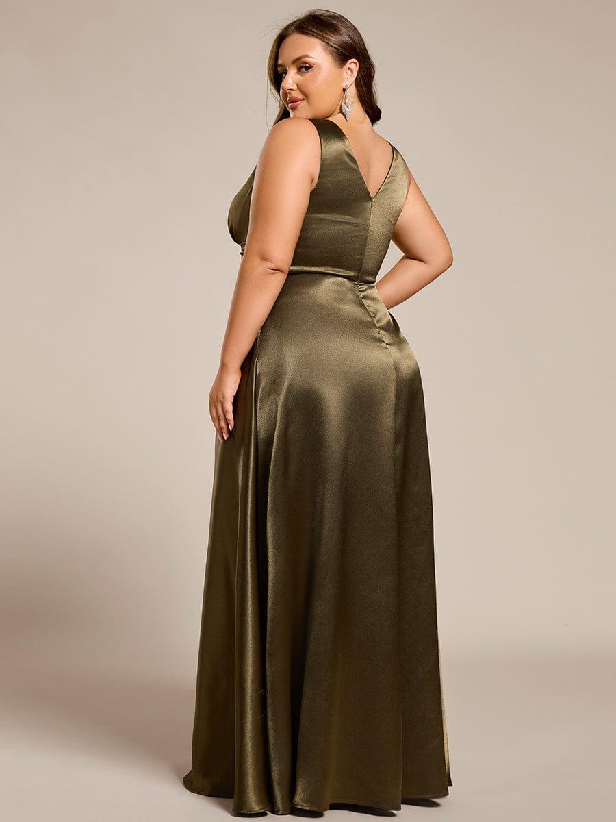 ever INDY|Sleeveless Empire Waist Satin Maxi Bridesmaid Dress With Pockets