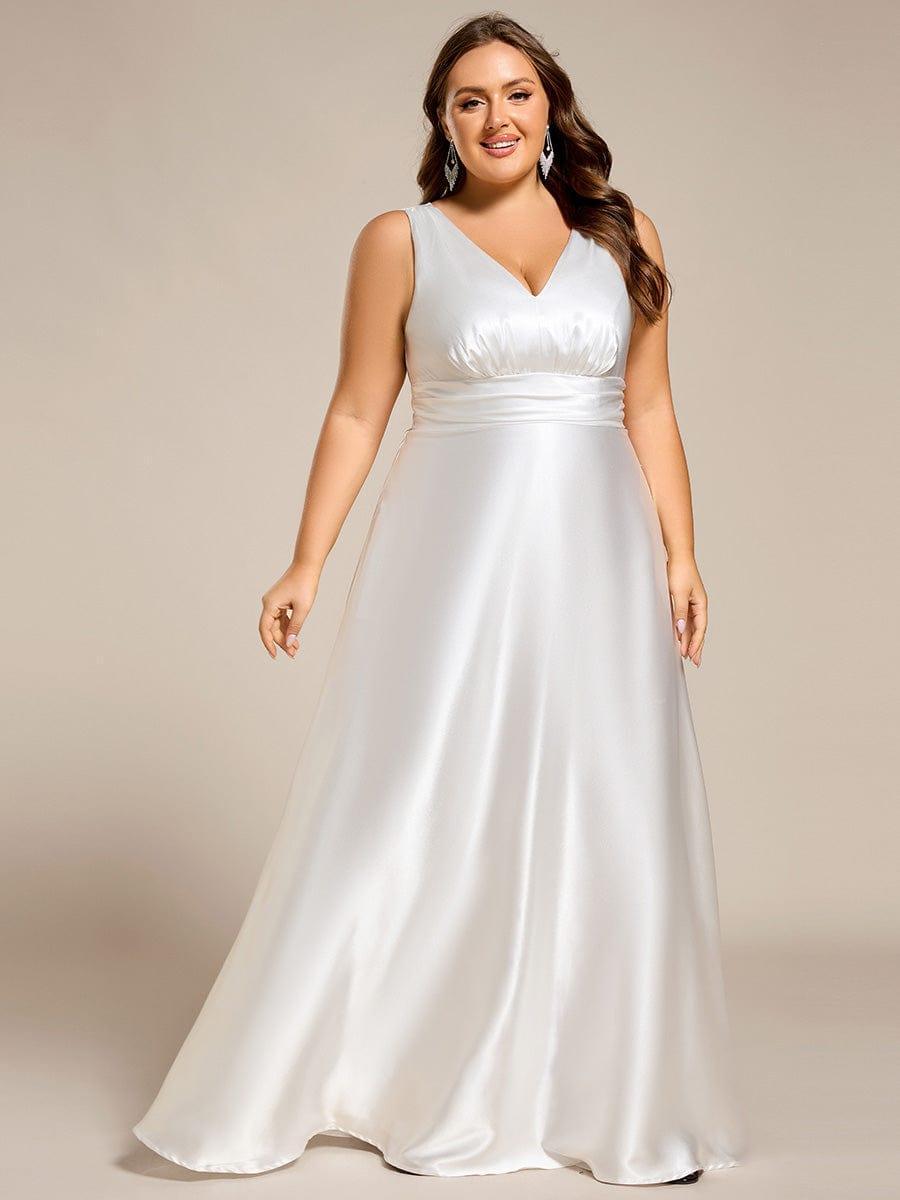 ever INDY|Sleeveless Empire Waist Satin Maxi Bridesmaid Dress With Pockets