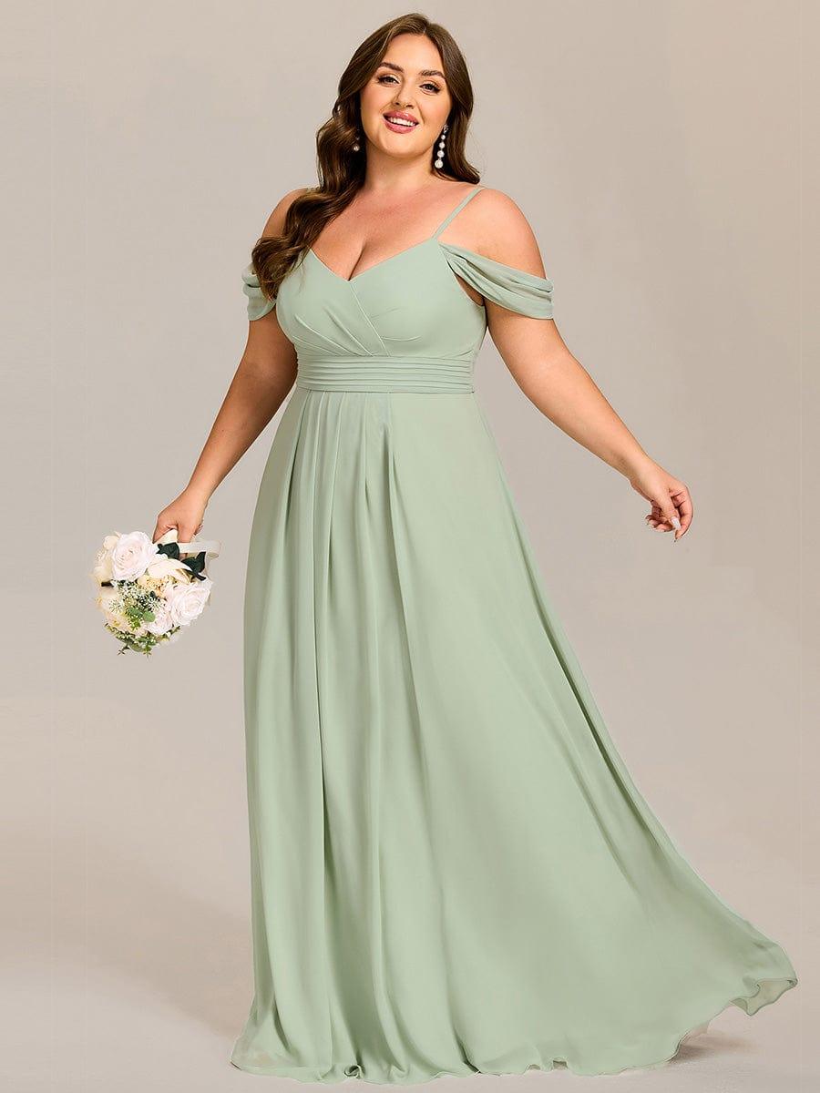 pretty LIANNE|Plus Size Multiway A-Line Off the Shoulder Chiffon Maxi Bridesmaid Dress