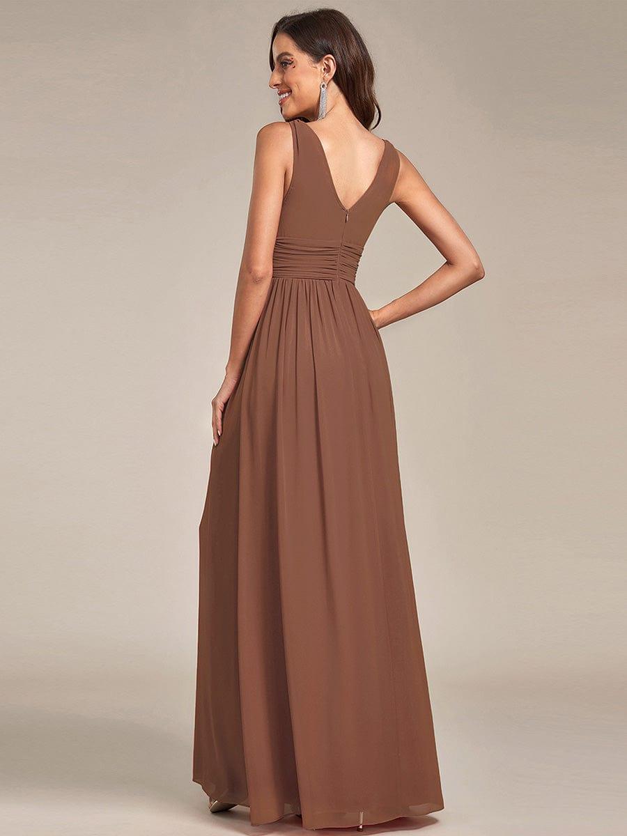 ever HUSH|V Neck Sleeveless Pleated Chiffon Evening Dress