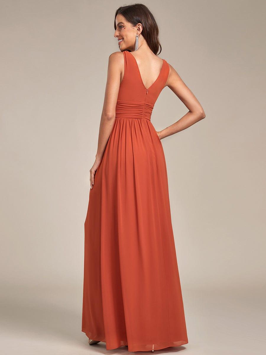 ever HUSH|V Neck Sleeveless Pleated Chiffon Evening Dress
