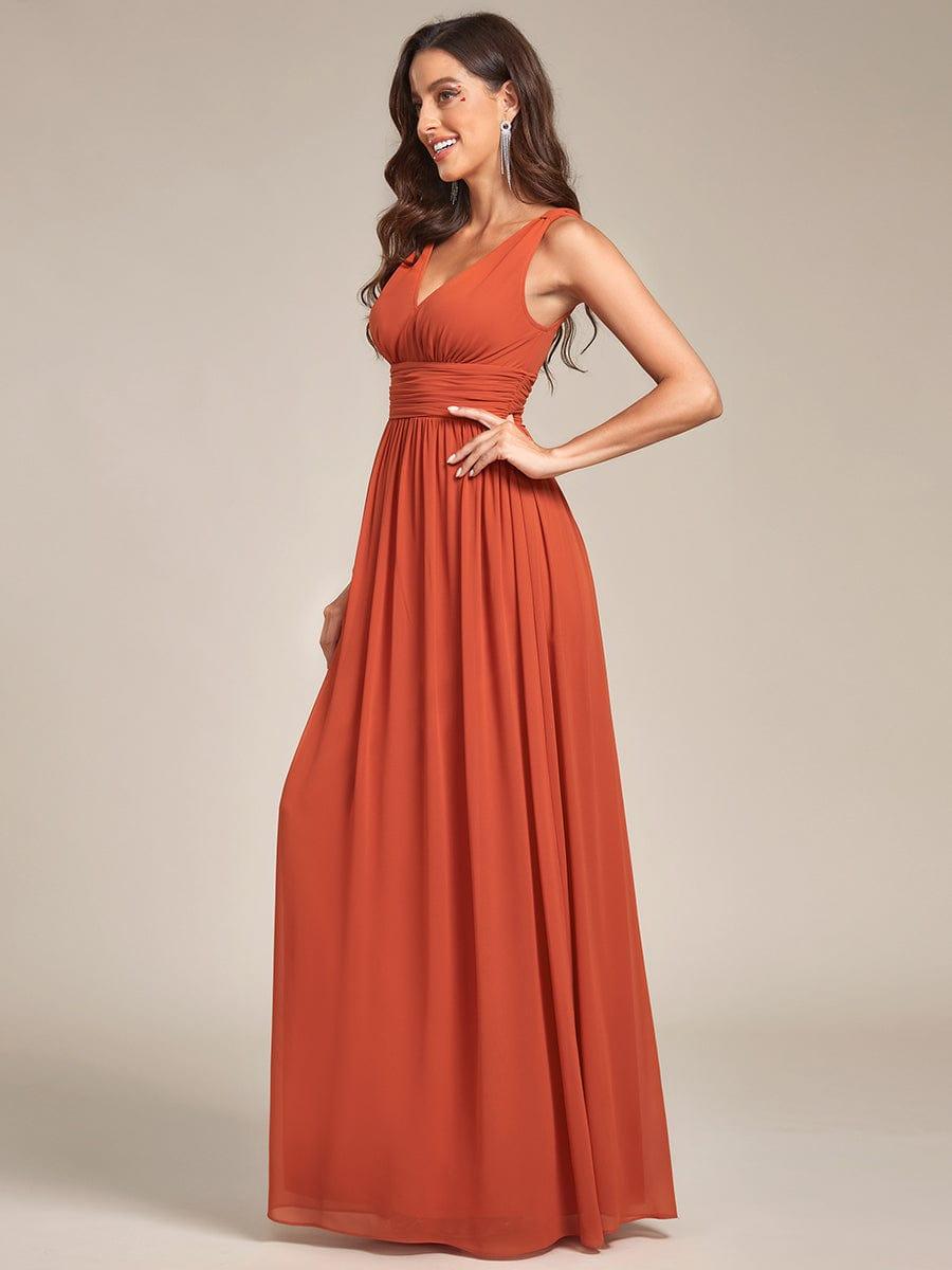 ever HUSH|V Neck Sleeveless Pleated Chiffon Evening Dress