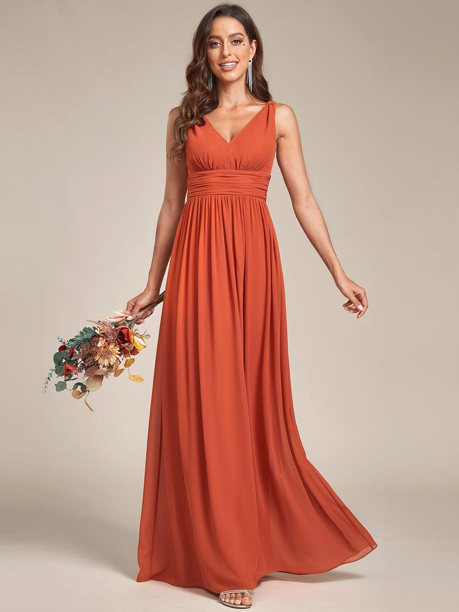 ever HUSH|V Neck Sleeveless Pleated Chiffon Evening Dress