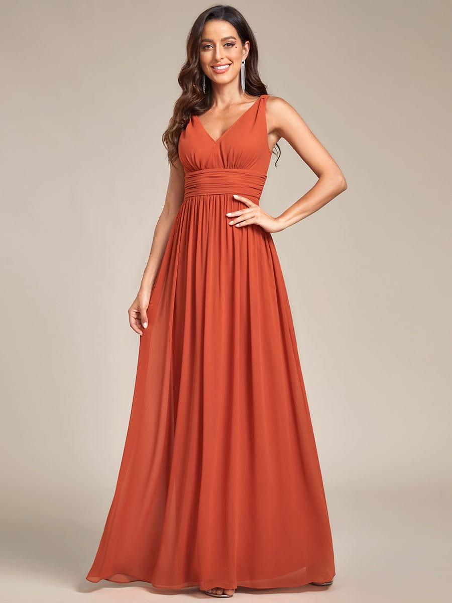 ever HUSH|V Neck Sleeveless Pleated Chiffon Evening Dress