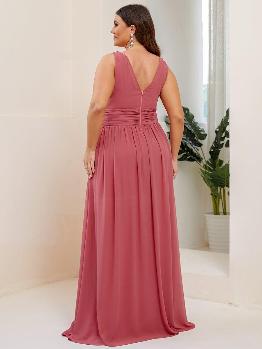 ever HUSH|V Neck Sleeveless Pleated Chiffon Evening Dress