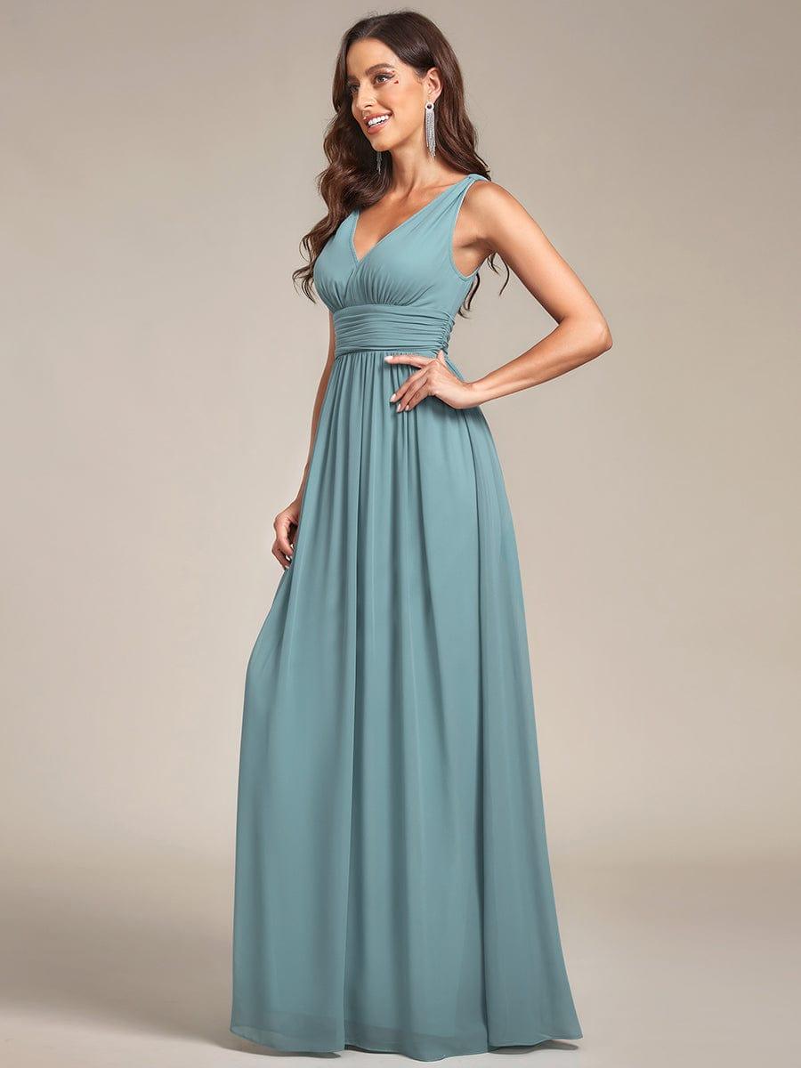 ever HUSH|V Neck Sleeveless Pleated Chiffon Evening Dress