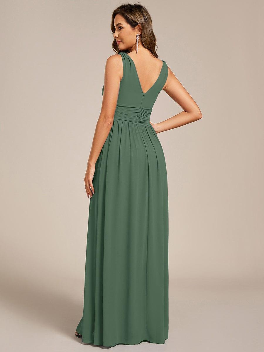 ever HUSH|V Neck Sleeveless Pleated Chiffon Maxi Evening Dress