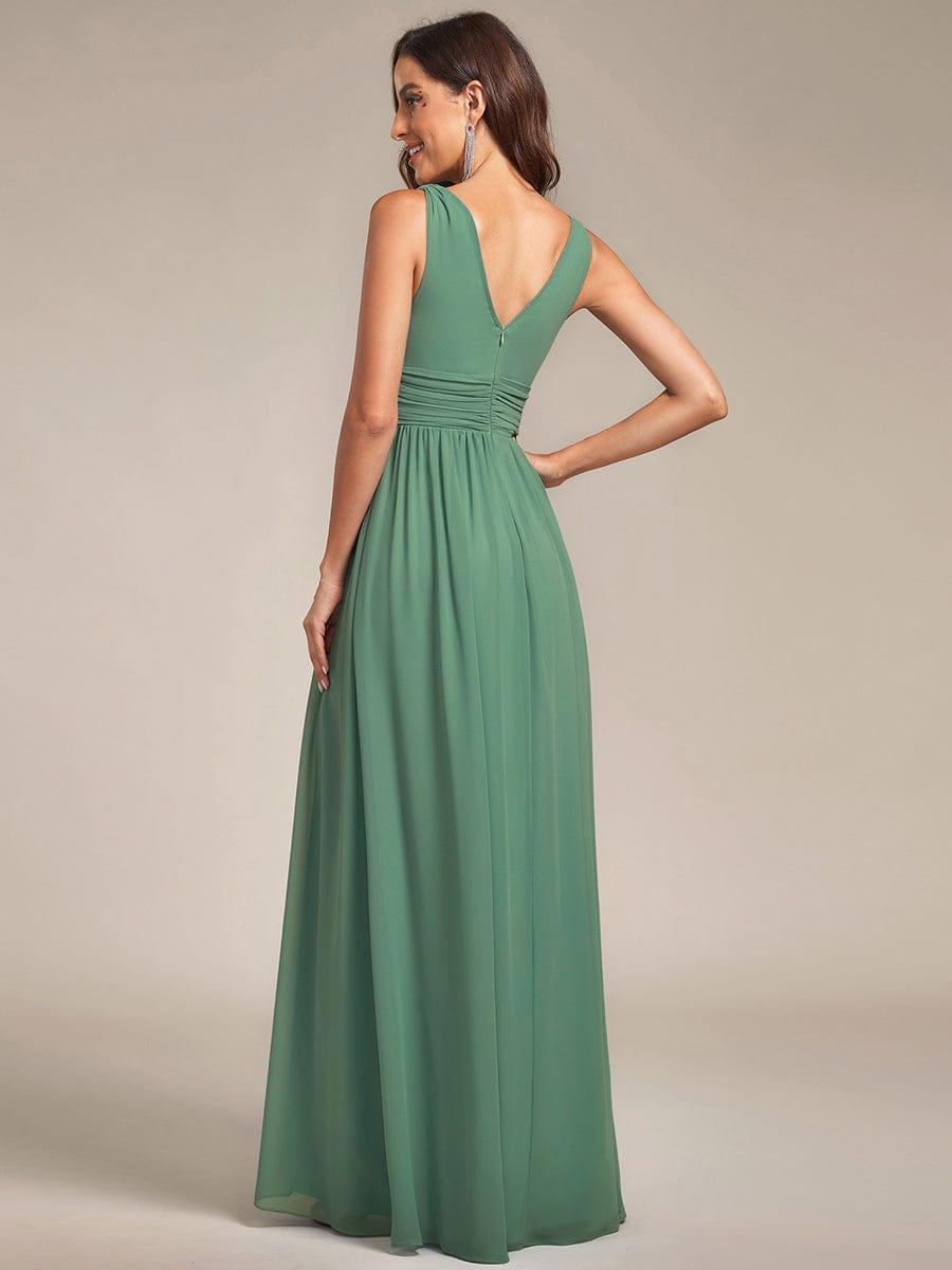 ever HUSH|V Neck Sleeveless Pleated Chiffon Maxi Evening Dress