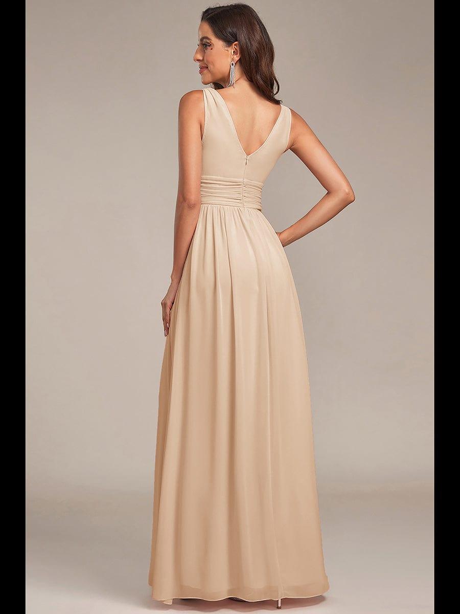 ever HUSH|V Neck Sleeveless Pleated Chiffon Evening Dress