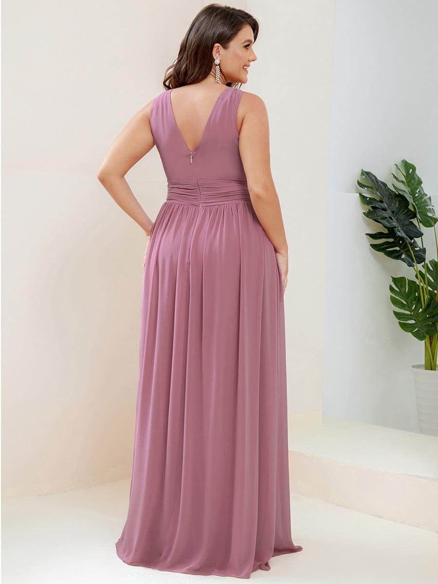 ever HUSH|V Neck Sleeveless Pleated Chiffon Evening Dress