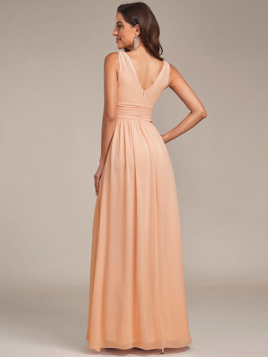 ever HUSH|V Neck Sleeveless Pleated Chiffon Maxi Evening Dress