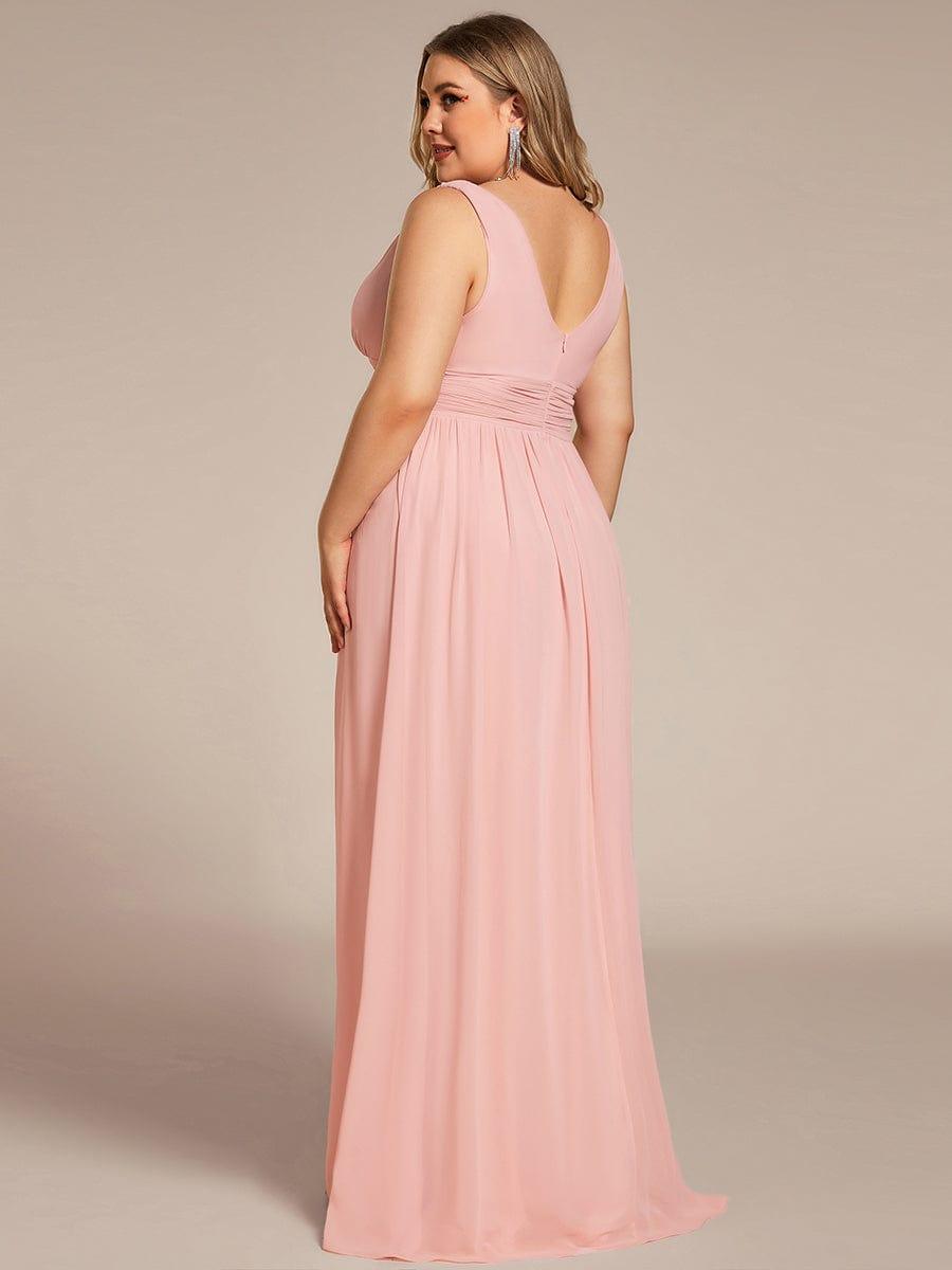 ever HUSH|V Neck Sleeveless Pleated Chiffon Evening Dress