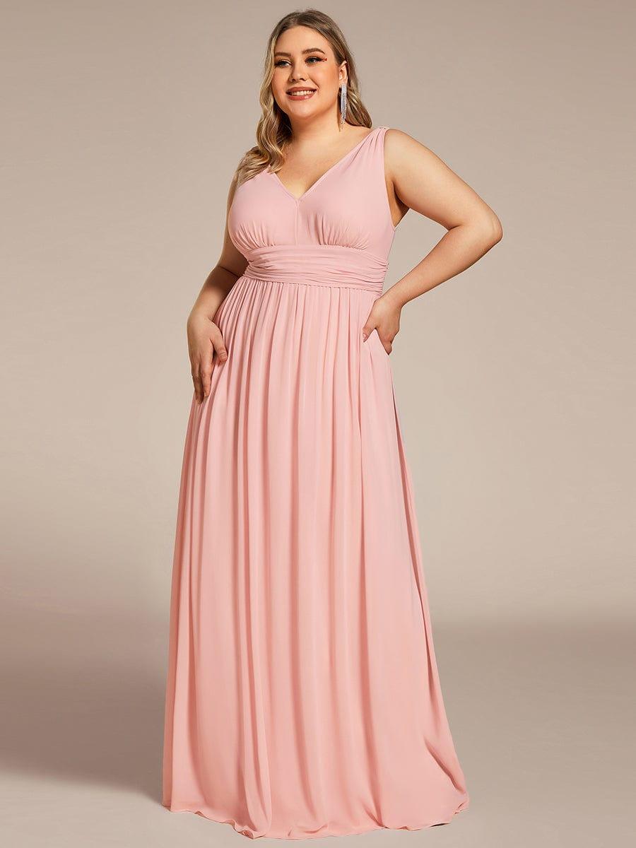 ever HUSH|V Neck Sleeveless Pleated Chiffon Evening Dress