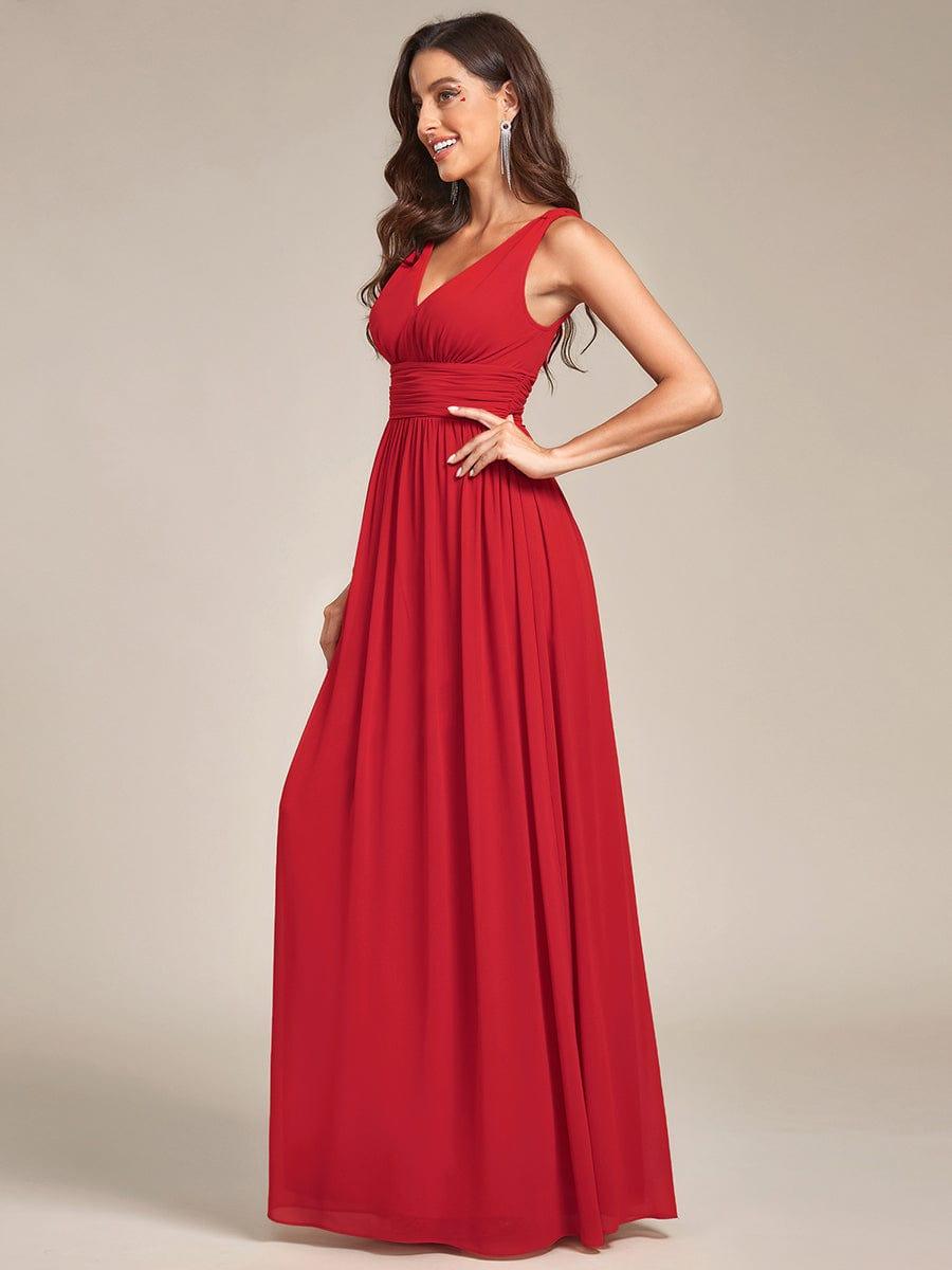 ever HUSH|V Neck Sleeveless Pleated Chiffon Evening Dress