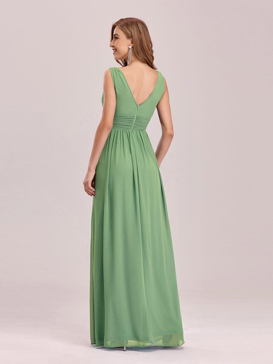 ever HUSH|V Neck Sleeveless Pleated Chiffon Maxi Evening Dress