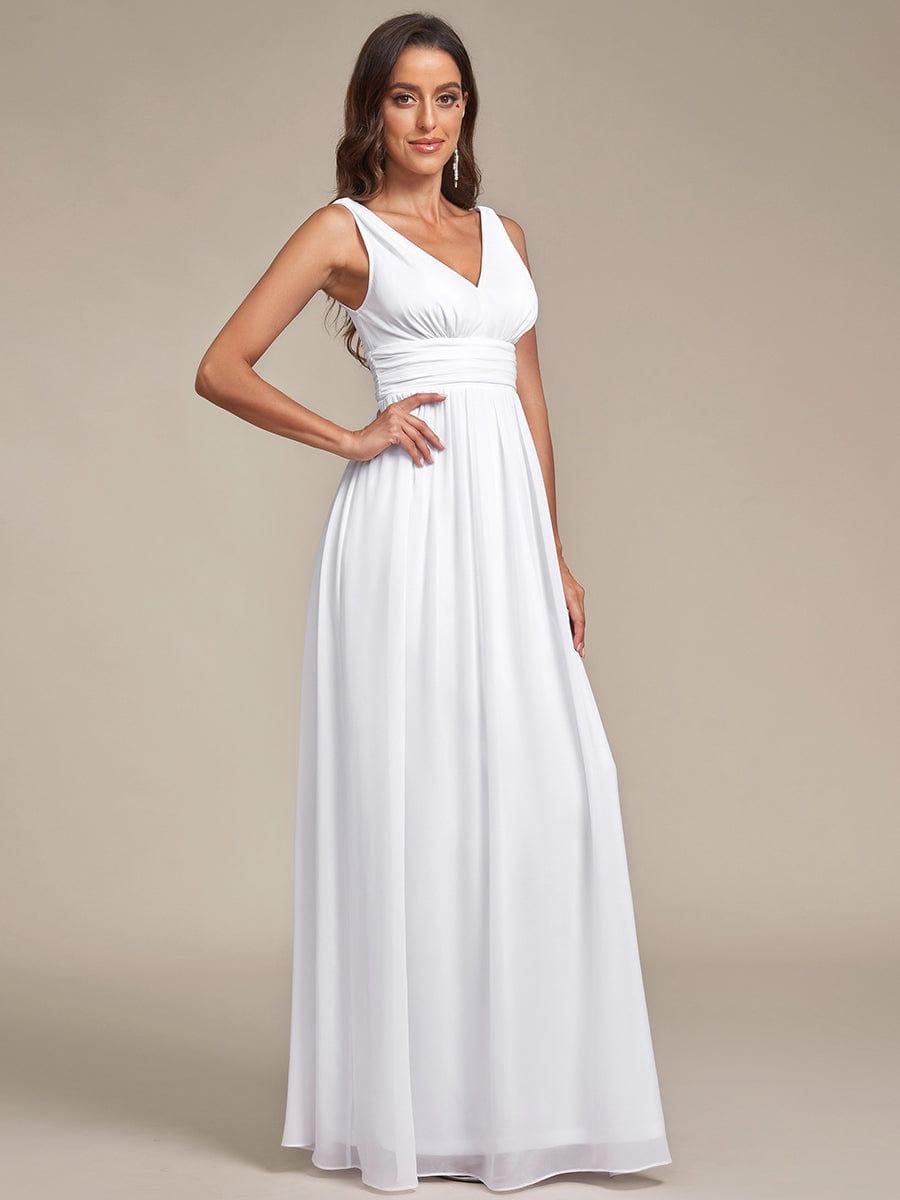 ever HUSH|V Neck Sleeveless Pleated Chiffon Evening Dress