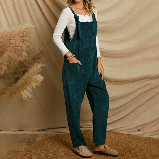 Women's Corduroy Multi Pocket Jumpsuit Dungarees