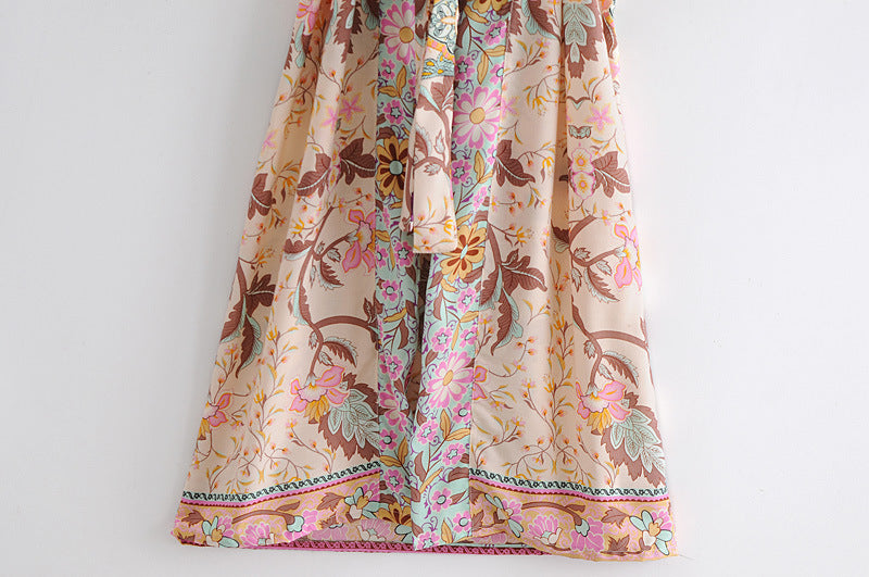Women's Bohemian Pink Floral Kimono Robe