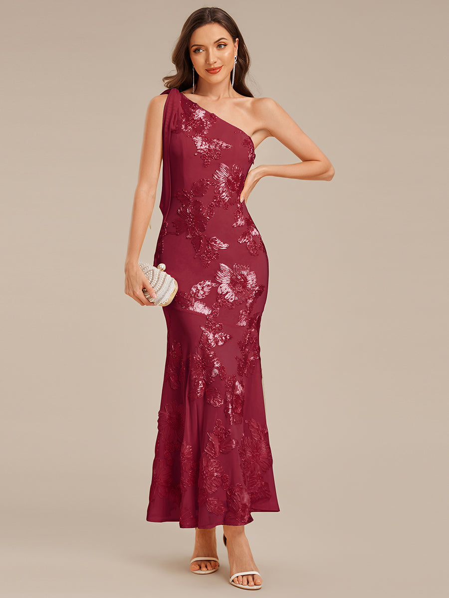 ever ARCELIA|Designer One Shoulder Ribbon Mermaid Evening Dress