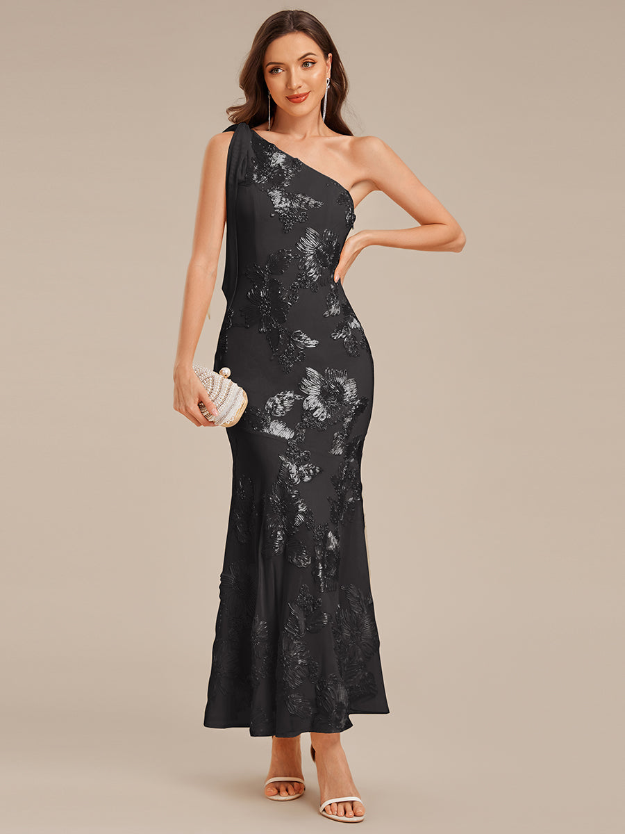 ever ARCELIA|Designer One Shoulder Ribbon Mermaid Evening Dress