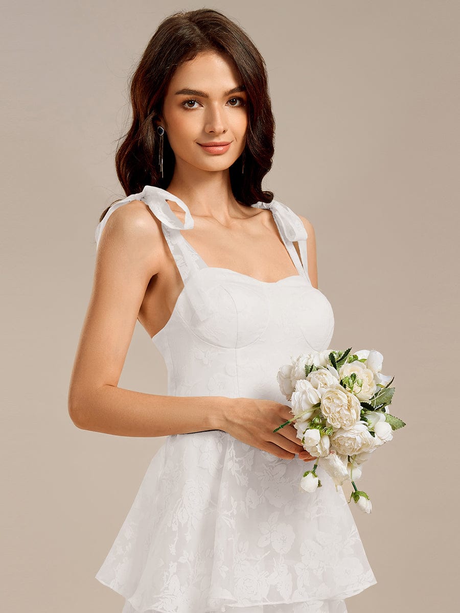 Floral Tie-Strap Bustier Tiered Midi Wedding Guest Dress