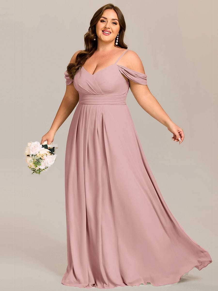 pretty LIANNE|Plus Size Multiway A-Line Off the Shoulder Chiffon Maxi Bridesmaid Dress