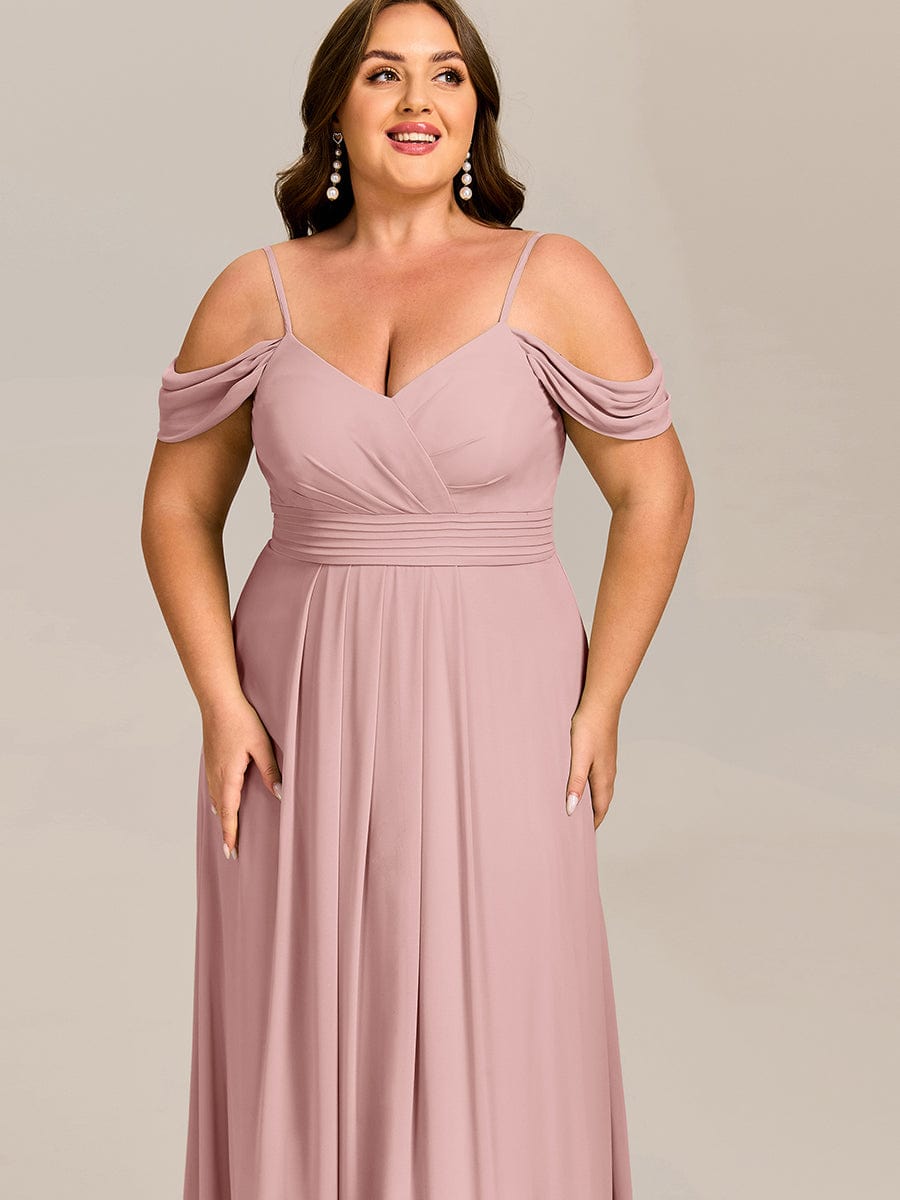 pretty LIANNE|Plus Size Multiway A-Line Off the Shoulder Chiffon Maxi Bridesmaid Dress