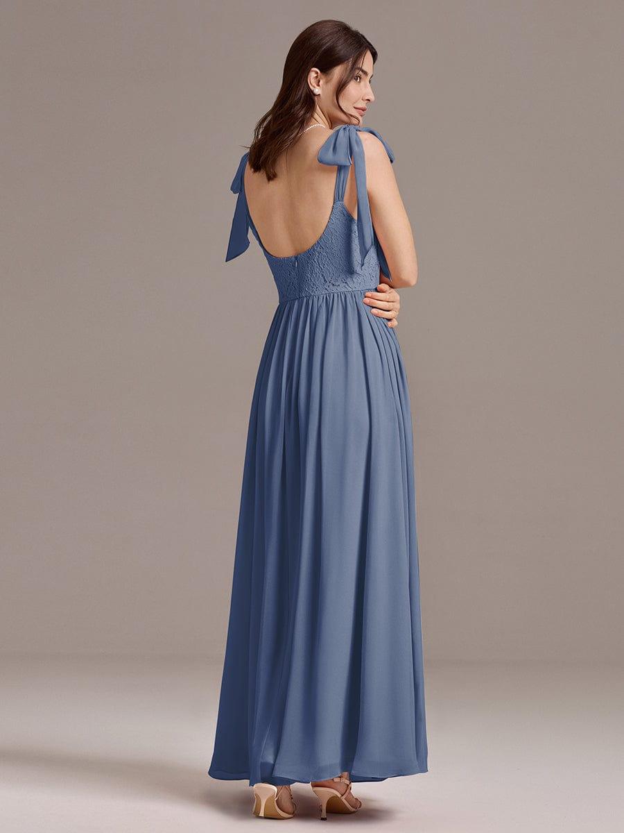 ever FRANCIE|U Shaped Back Tie Strap Lace Maxi Bridesmaid Dresses