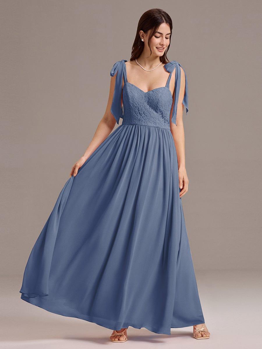 ever FRANCIE|U Shaped Back Tie Strap Lace Maxi Bridesmaid Dresses
