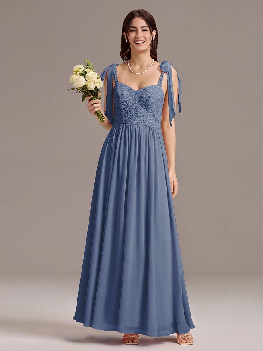 ever FRANCIE|U Shaped Back Tie Strap Lace Maxi Bridesmaid Dresses