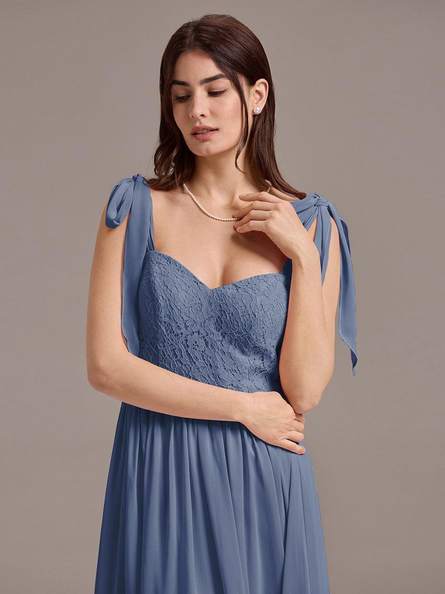 ever FRANCIE|U Shaped Back Tie Strap Lace Maxi Bridesmaid Dresses