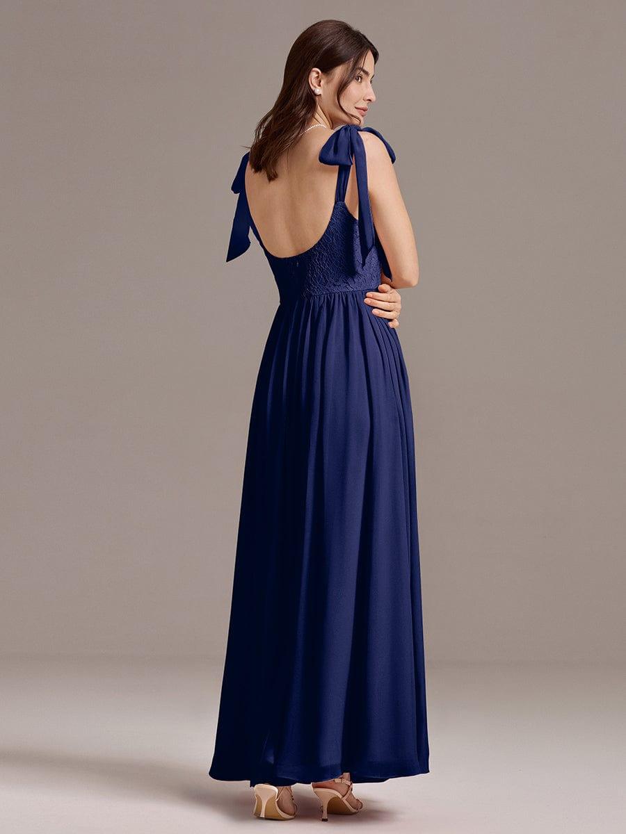 ever FRANCIE|U Shaped Back Tie Strap Lace Maxi Bridesmaid Dresses