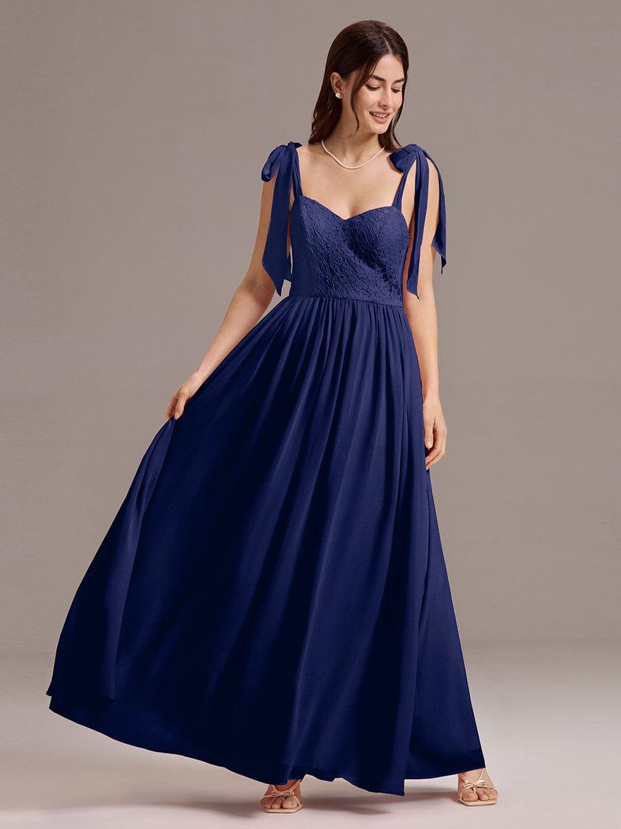 ever FRANCIE|U Shaped Back Tie Strap Lace Maxi Bridesmaid Dresses