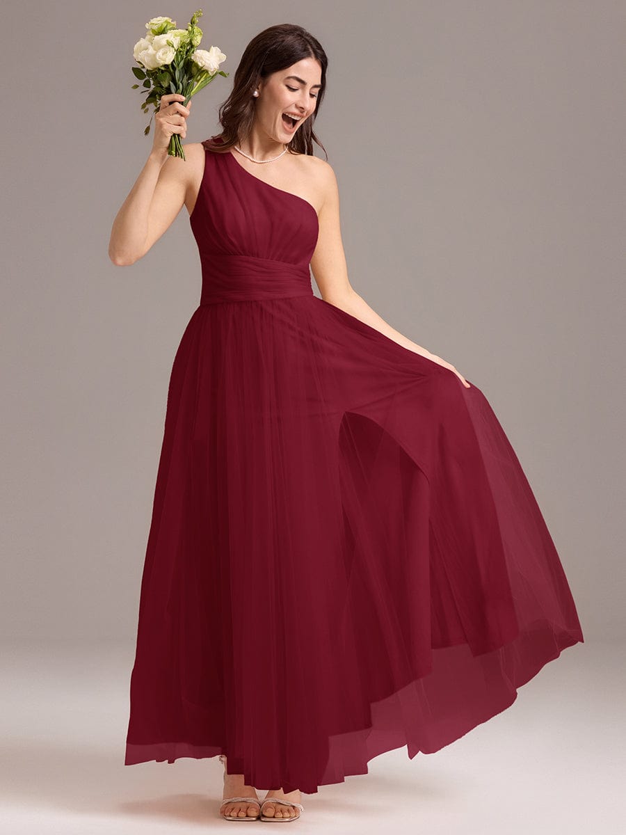 ever ARCADIA|Designer A-line One Shoulder Maxi Tulle Bridesmaid Dress