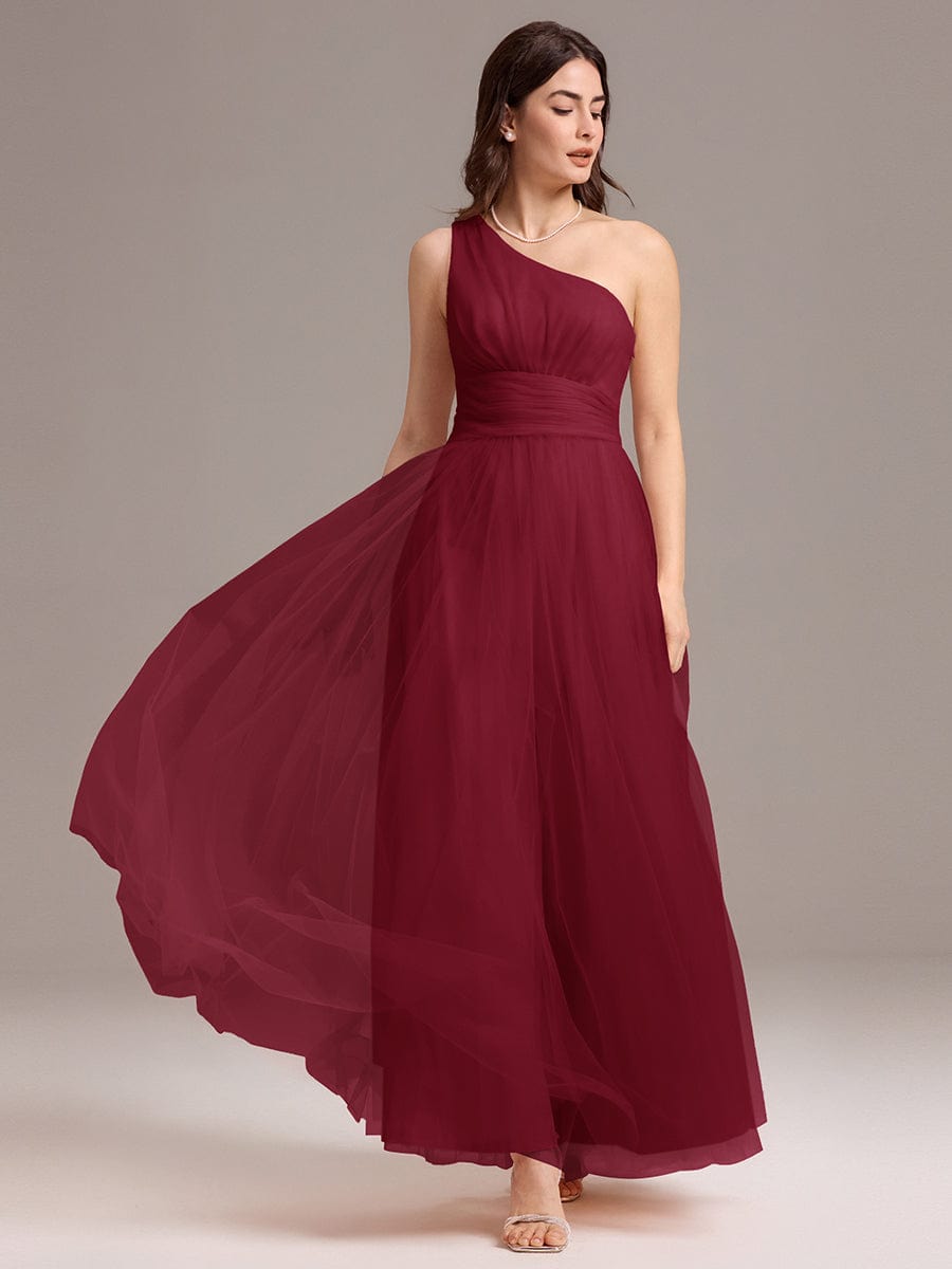 ever ARCADIA|Designer A-line One Shoulder Maxi Tulle Bridesmaid Dress