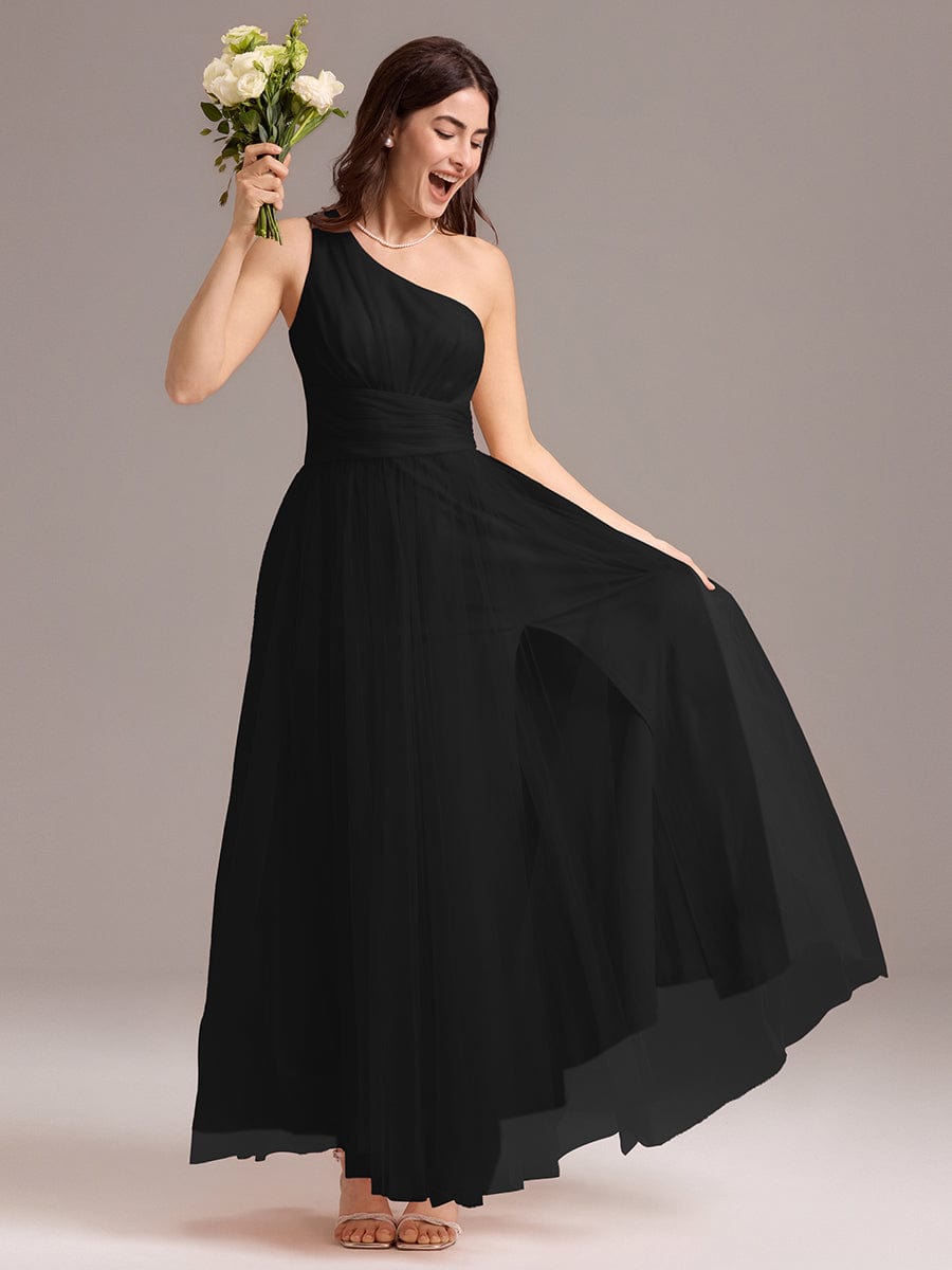 ever ARCADIA|Designer A-line One Shoulder Maxi Tulle Bridesmaid Dress